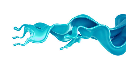 A splash of turquoise paint on a white background. 3d illustration, 3d rendering.