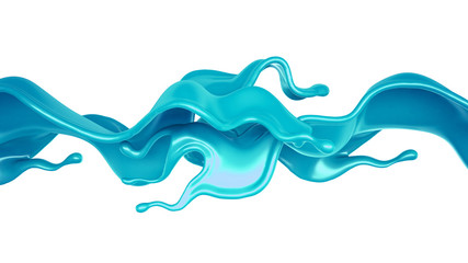 A splash of turquoise paint on a white background. 3d illustration, 3d rendering.