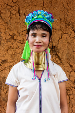 Portrait of an authentic Long Neck Tribal woman from Thailand