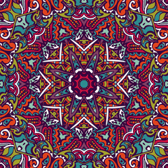 Colorful Tribal Ethnic Star Festive Abstract Floral Geometric Vector Pattern