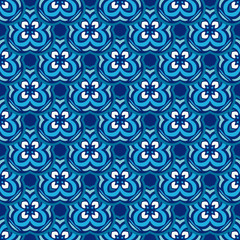 Flower blue seamless tiles vector design surface background