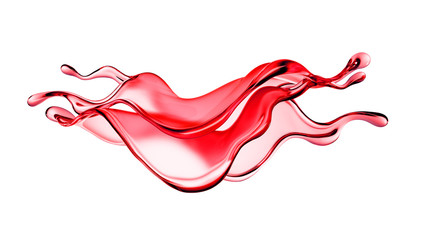 A splash of wine on a white background. 3d illustration, 3d rendering.