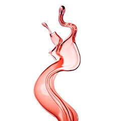 Fototapeta premium A splash of wine on a white background. 3d illustration, 3d rendering.