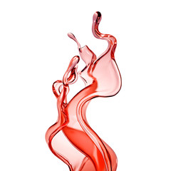 A splash of wine on a white background. 3d illustration, 3d rendering.