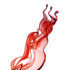 A splash of wine on a white background. 3d illustration, 3d rendering.