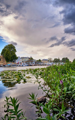Obraz premium Harbor and old town on Lake Schwerin. Germany
