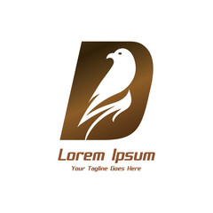 Stylized letter D with bird inside