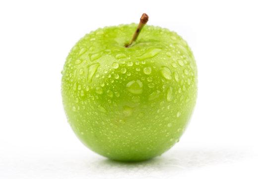 Fresh And Green Plum On White Background