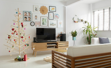 Christmas tree in minimalist home
