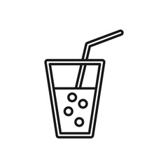 Cold drink icon in line style. Soda, lemonade, cocktail icon. Hot summer drinks symbol illustration