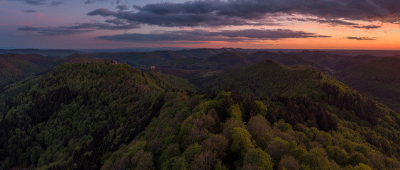 Panoramic view on the Palatinate Forest near Nothweiler in Germany.