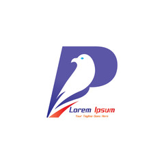 Stylized letter P with bird inside