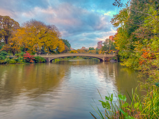 Fototapeta na wymiar Bow bridge,Central Park, New York Cit