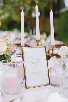 Elegant Outdoor wedding tabletop with florals