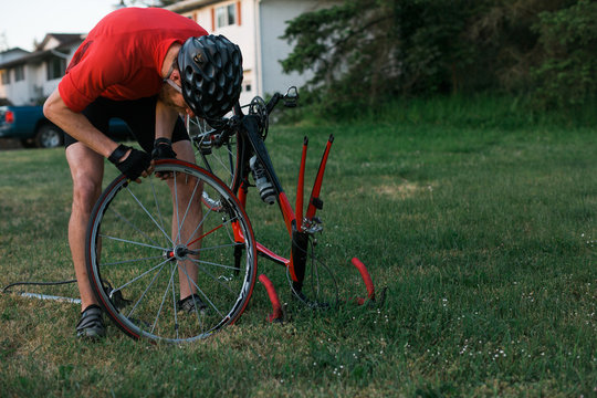 Group road bike ride in nature