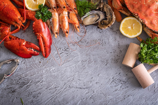 assorted seafood image with copyspace