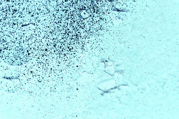 Vintage blue background. Rough painted wall of sapphire color. Imperfect plane of blue colored. Uneven old decorative toned backdrop of cyan tint. Texture of sapphirine hue. Ornamental stony surface.