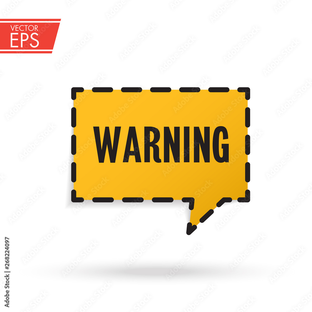Poster warning attention red 3d realistic paper speech bubble. caution icon vector illustration. exclamatio