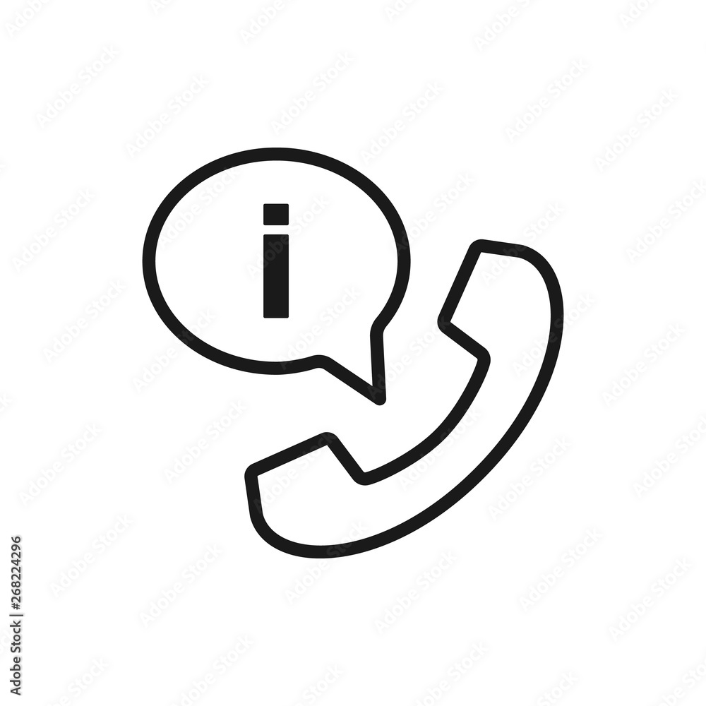 Poster phone handset with speech bubble icon. call for info icon. call and message bubble symbol in line st
