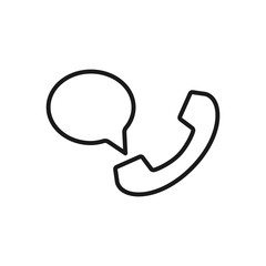 Phone icon with speech bubble in line style. Call icon with chat bubble icon illustration. Telephone icon, message bubble for web and mobile concept