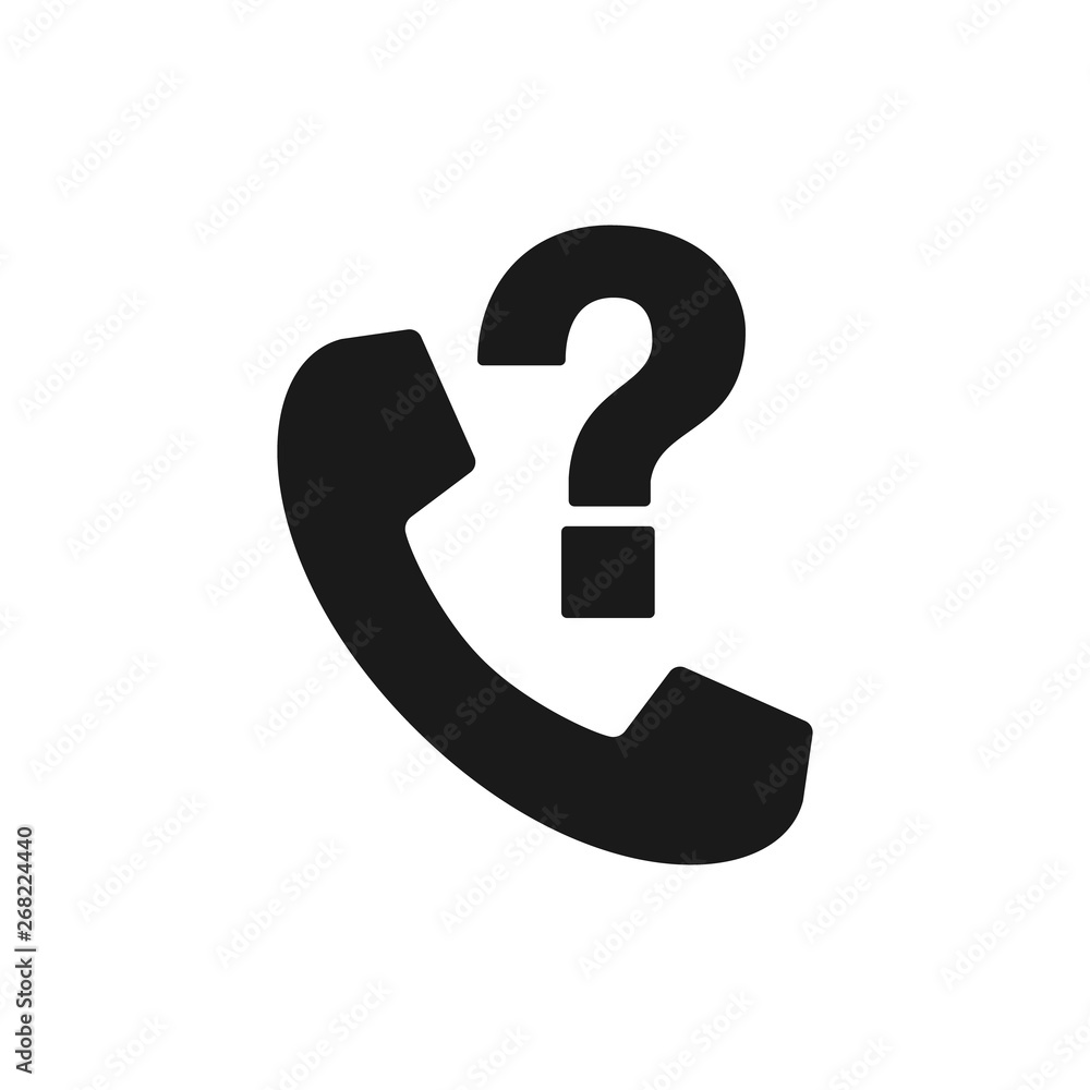 Poster call icon. handset with question mark. unknown phone call icon for mobile concept and web design. ca