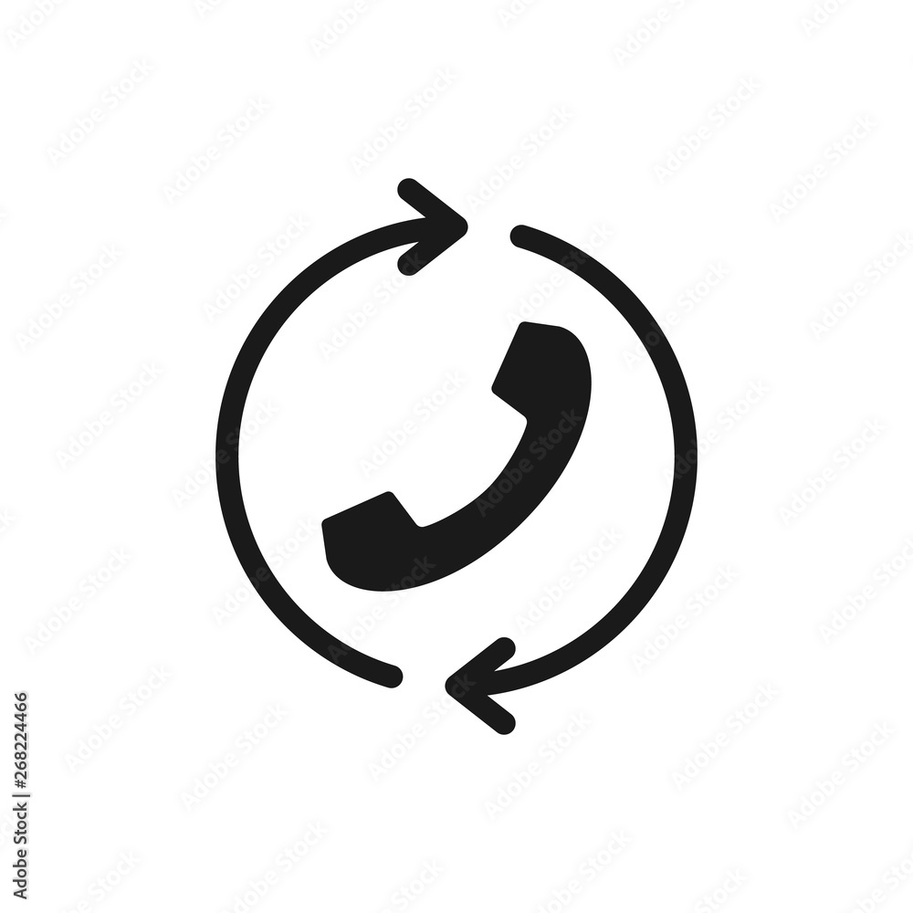 Poster call icon sorrounded with cycle arrows. recall icon. call refresh icon illustration. redial symbol i