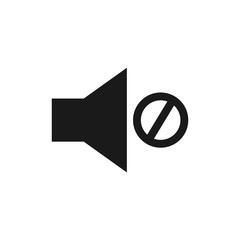 Mute button icon. Sound off icon in flat style. Speaker in mute mode symbol illustration. Audio speaker closed icon