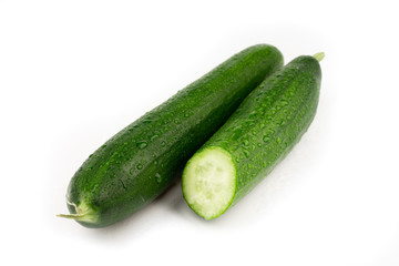 fresh cucumber on white background