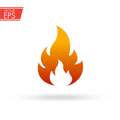 Flame icon. Fire sign. Hot burn symbol. Warning about the fire danger fire attention icon. Flammable hazard symbol, filled flat sign, solid pictogram, isolated on white.