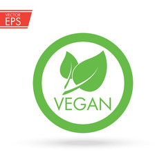 Vegan icon. Natural organic label. Vegetarian eco food sign. Healthy bio product emblem.