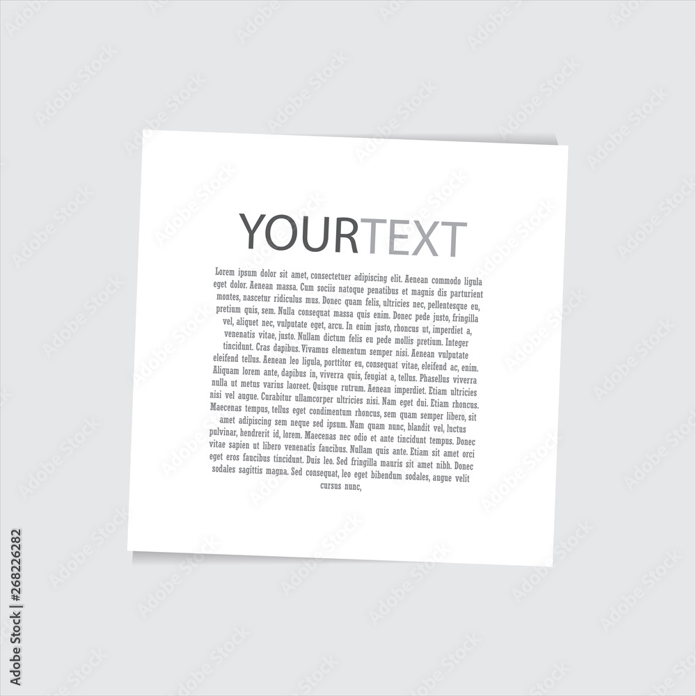 Poster empty white paper sheet on grey background with text place. 3d picture frame design vector for a4 im