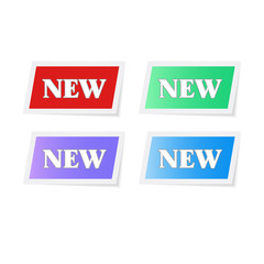 New tag ribbon and banner vector. Promotion label. Store and market special sale sign.