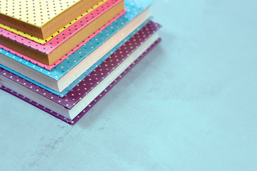 Stack of note-books Personal diary back to school
