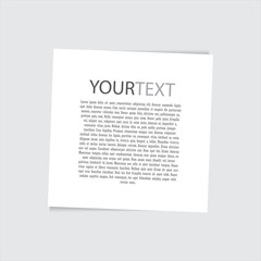 Empty white paper sheet on grey background with text place. 3D picture frame design vector for A4 image or text. Blank white picture frame mockup template isolated on neutral background.