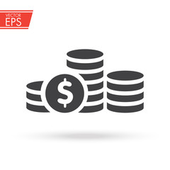 Money stack sign. Dollar icon, currency symbol. Cash icon. Bank payment emblem. Internet shop and market pay icon.