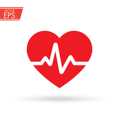 Heart with beat monitor pulse line art icon for medical apps and websites. breathing and alive sign red love heart. Red Medic blood pressure , cardiogram, health EKG, ECG logo. Heart in flat style.