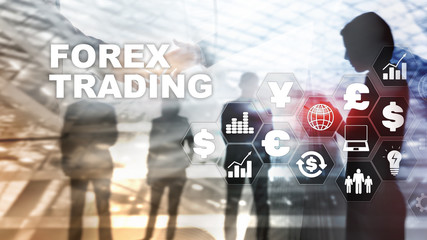 Fototapeta na wymiar Forex trading currency exchange business finance diagrams dollar euro icons on blurred background.