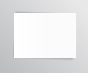 Vector White sheet of paper. Realistic empty paper note template of A4 format with soft shadows isolated on grey background