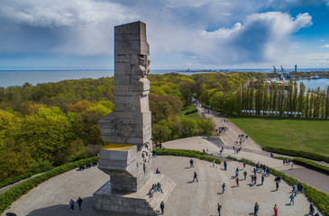 Pomnik Westerplatte ku pamięci polskich obrońców z lotu ptaka - obrazy, fototapety, plakaty