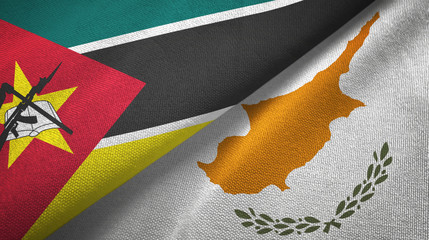 Mozambique and Cyprus two flags textile cloth, fabric texture