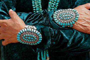 Navajo man with turquoise bracelets