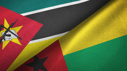 Mozambique and Guinea-Bissau two flags textile cloth, fabric texture