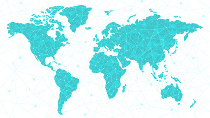 World Map Plexus - Global Technology and Business Connection - obrazy, fototapety, plakaty