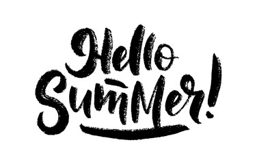 hand drawn lettering about Summer. Isolated calligraphy for travel agency, beach party. Great design for postcard, print or poster.