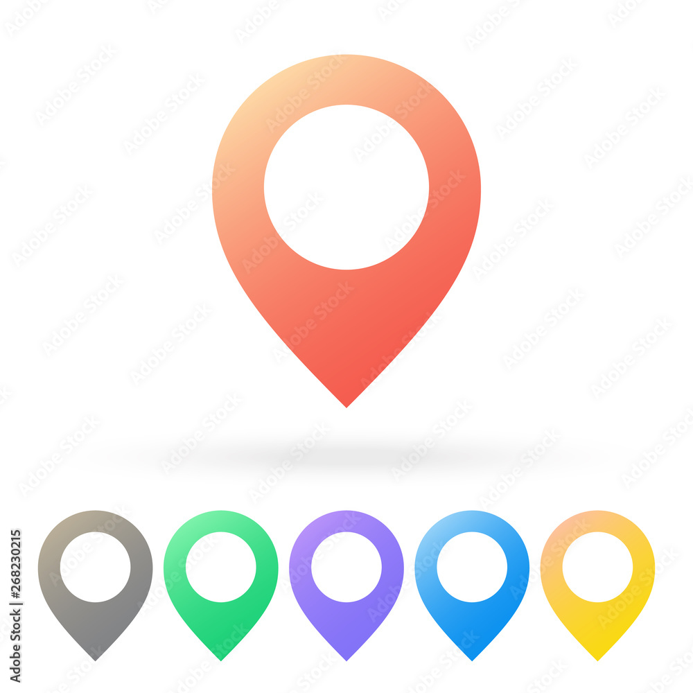 Poster map pin icon. location pointer vector sign. novigation place symbol. gps position point element. roa