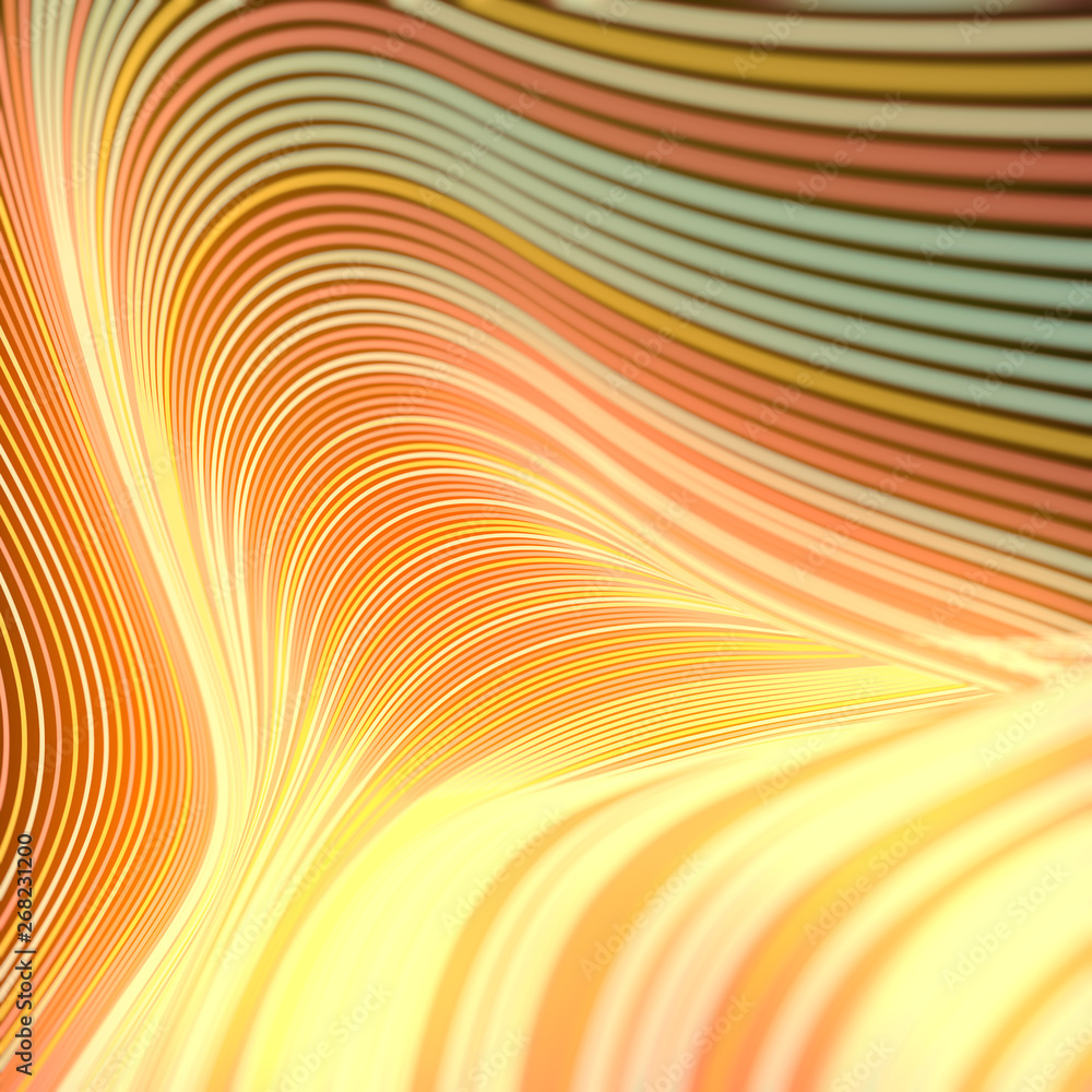 Poster Modern style abstraction with composition made of various colored lines. Wave band geometric pattern. 3d rendering