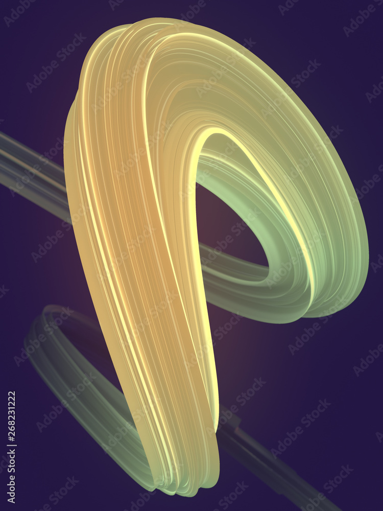 Poster Colored twisted shape. Computer generated abstract geometric 3D render illustration