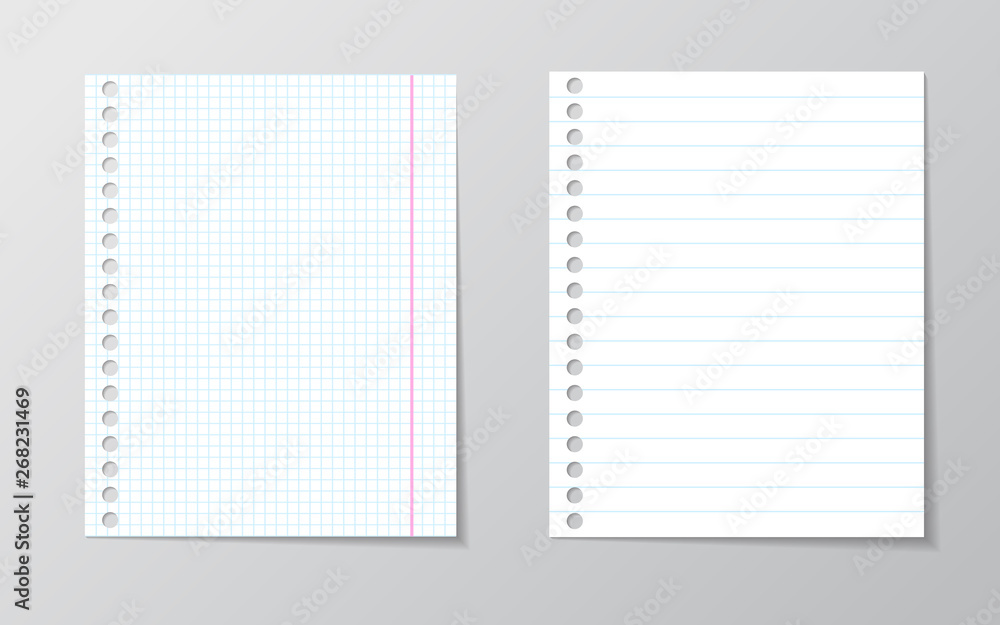 Poster white sheet of paper. school notebook paper sheet. with blue line book page background. school note 