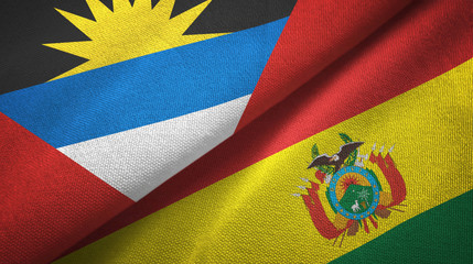 Antigua and Barbuda and Bolivia two flags textile cloth, fabric texture 