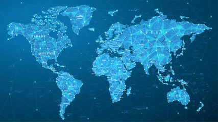 World Map Plexus - Global Technology and Business Connection